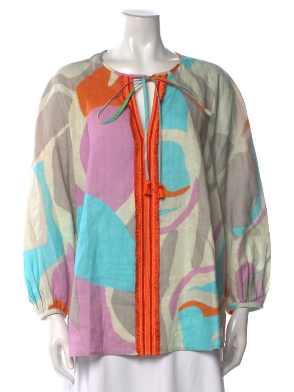 Silvia Tcherassi Molveno Printed Linen Blouse  Size M